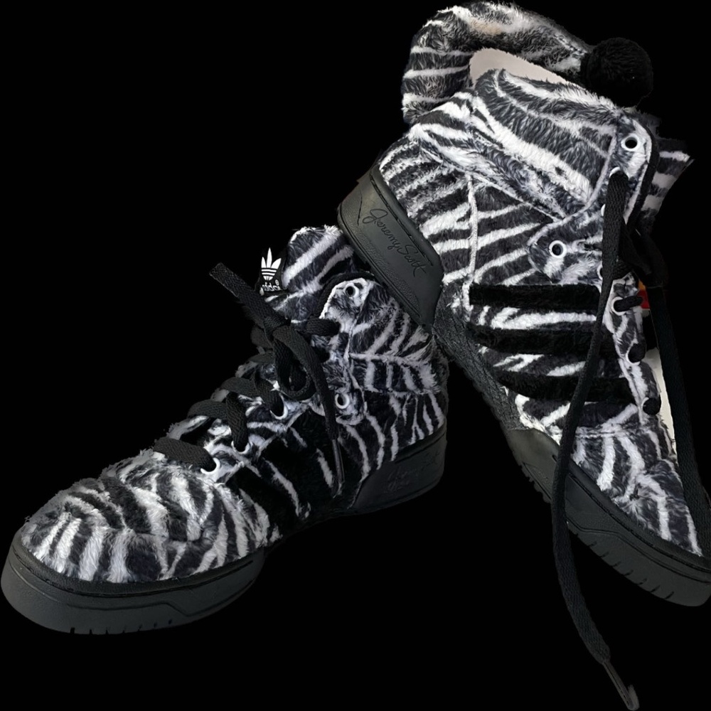 adidas gazelle silver green womens JEREMY SCOTT x ADIDAS Size 9 Black White Zebra High Top Sneakers – Sui  Generis Designer Consignment